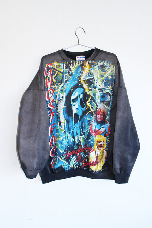 SCREAM/Ghostface on faded hanes sweatshirt (2X)