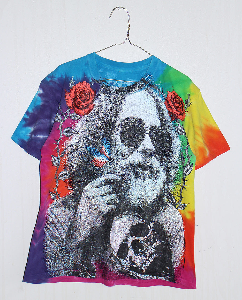 Fare Thee Well Jerry Tie Dyed modern liquid blue Tee (M)