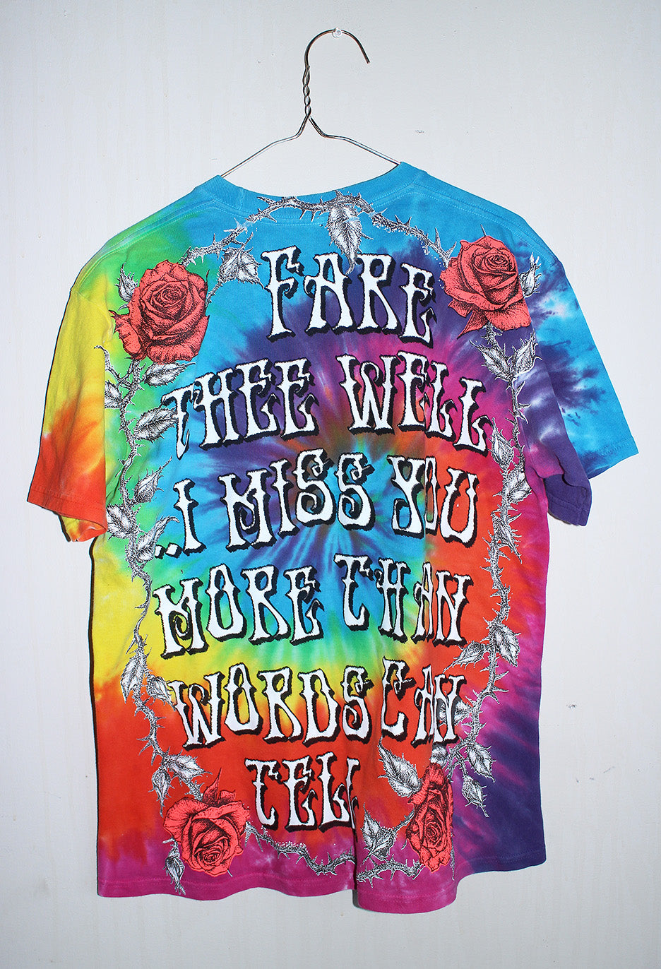 Fare Thee Well Jerry Tie Dyed modern liquid blue Tee (M)