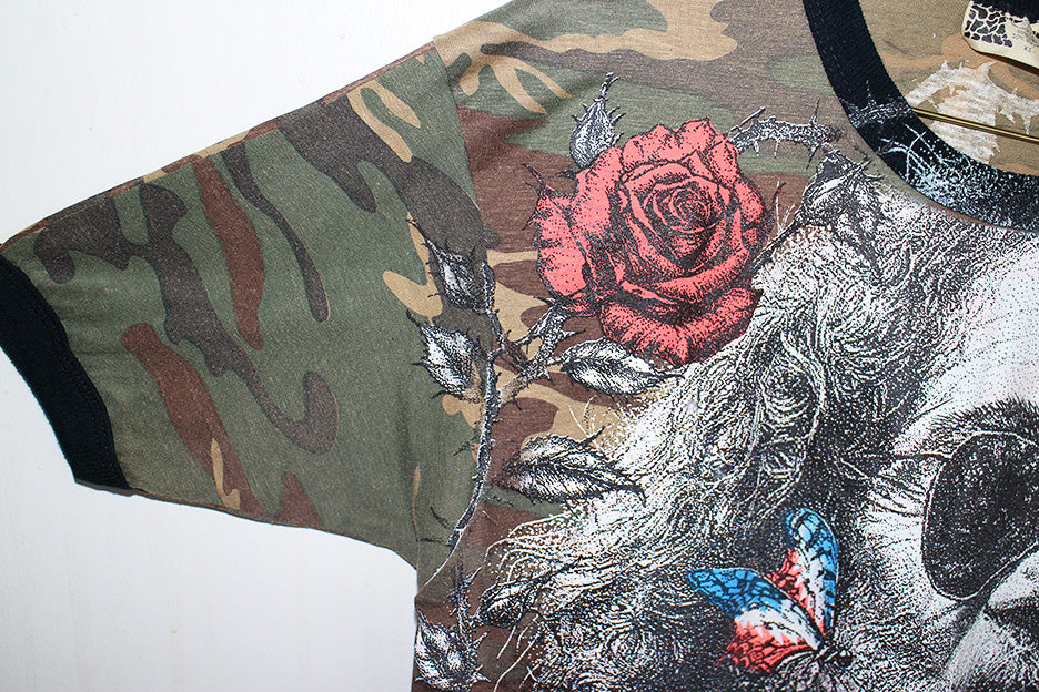 Fare Thee Well Jerry single stitch Camo ringer 50/50 tee (L)