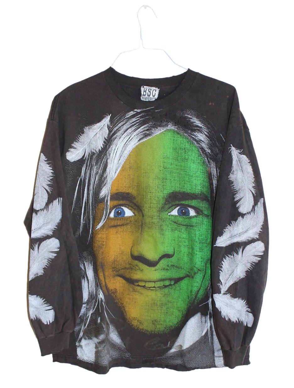 Kurt Nirvana L/S Faded & Distressed L/S T-Shirt (L)