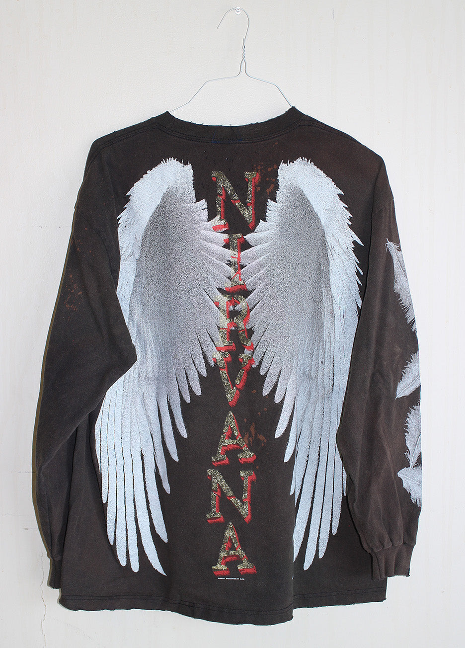 Kurt Nirvana L/S Faded & Distressed L/S T-Shirt (L)