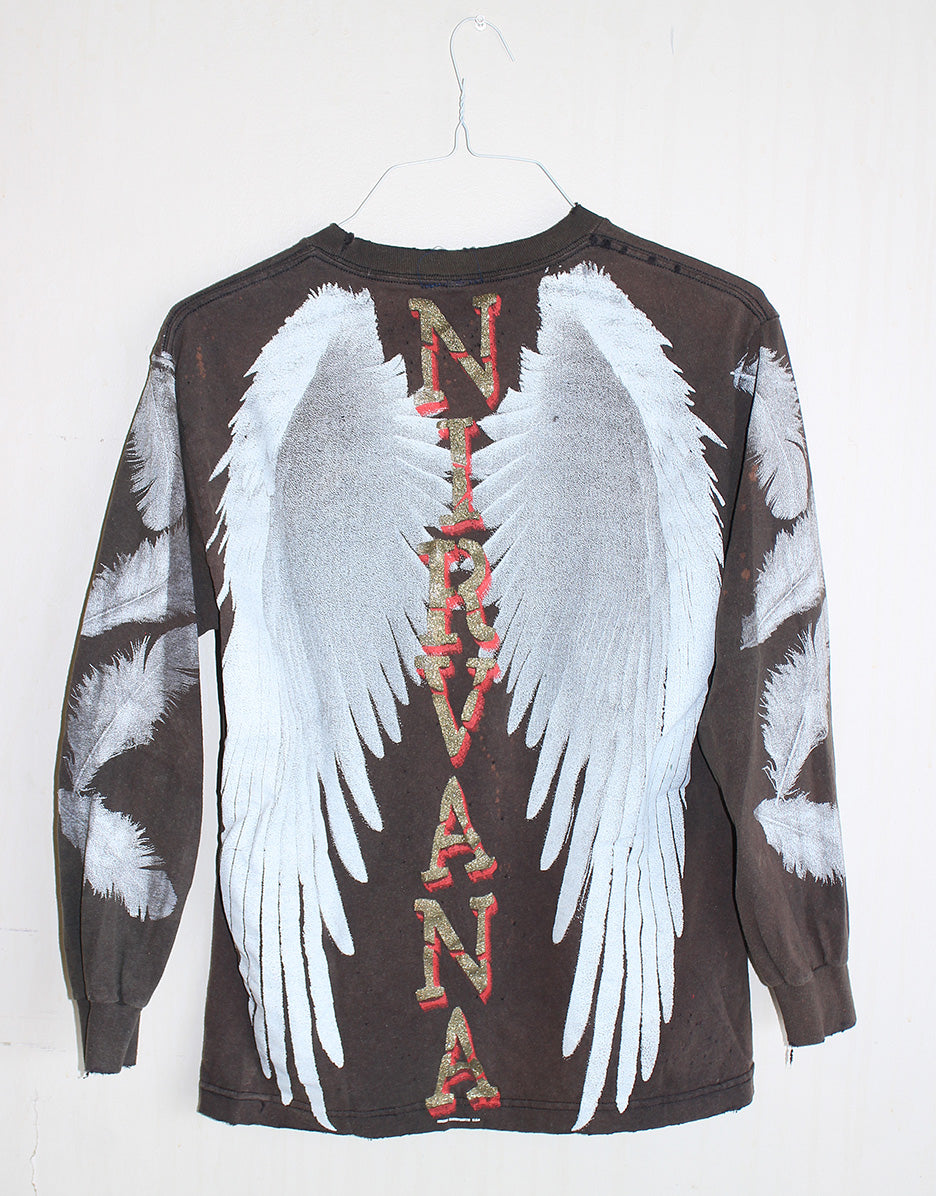 Kurt Nirvana Faded & Distressed L/S T-Shirt (L)