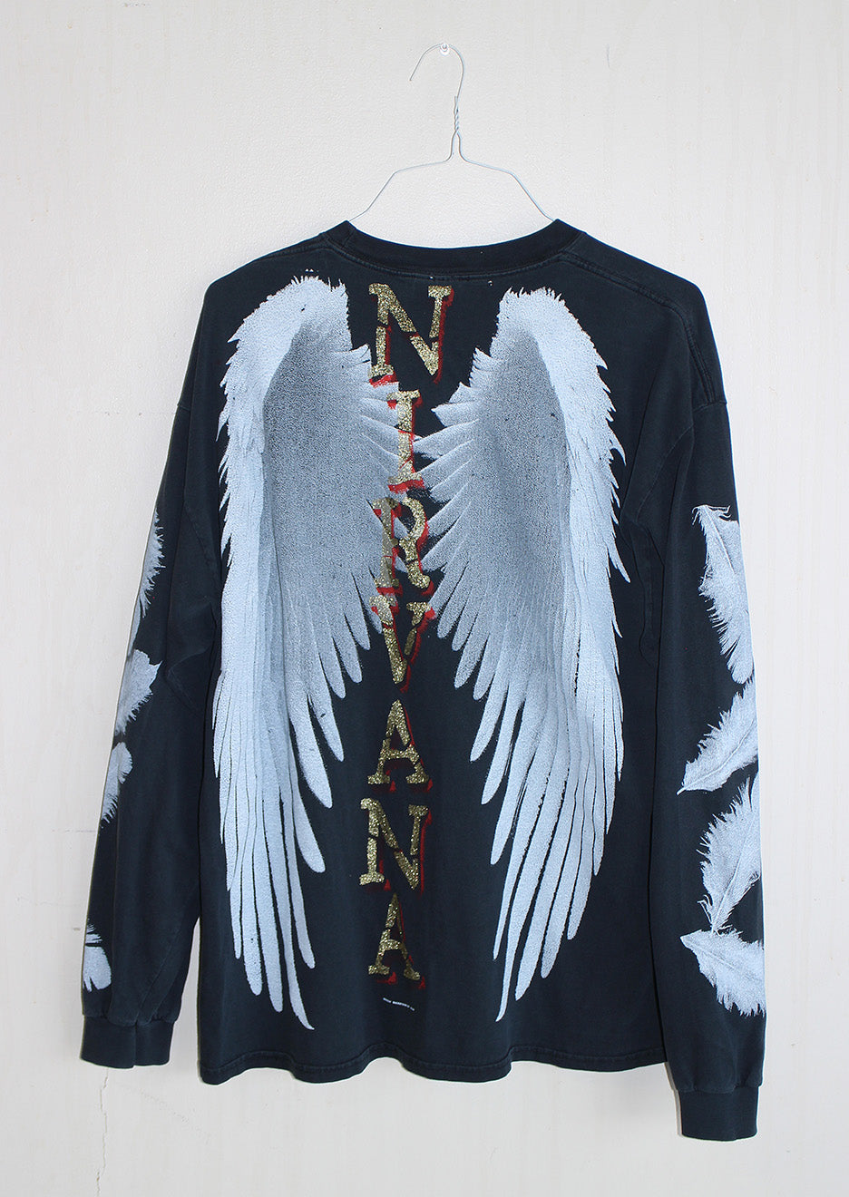 Kurt NIRVANA on Vintage Hanes Beefy L/S T-Shirt (XL)