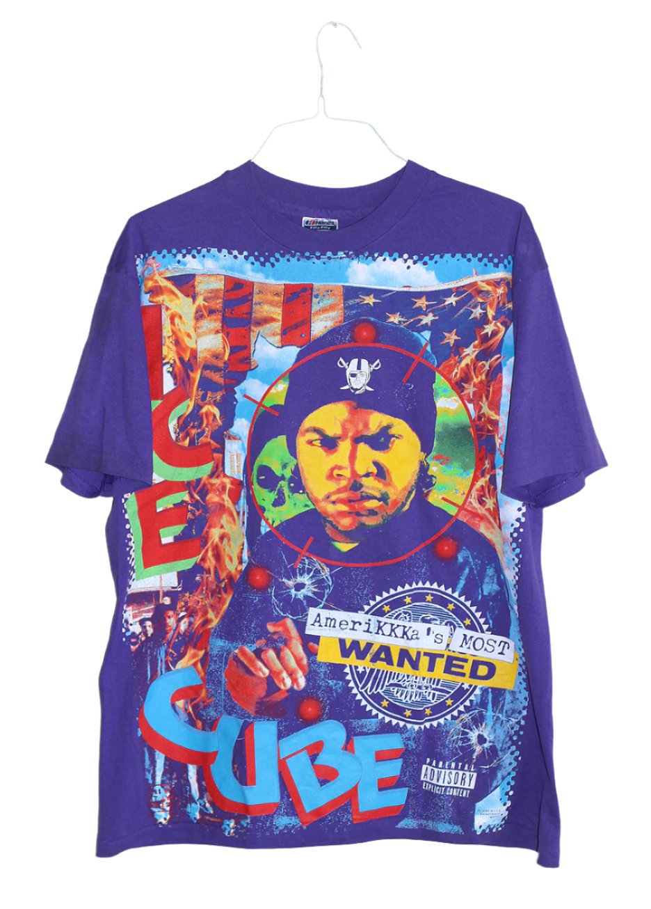 Ice Cube on Vintage purple Hanes Single Stitch T-shirt (XL)