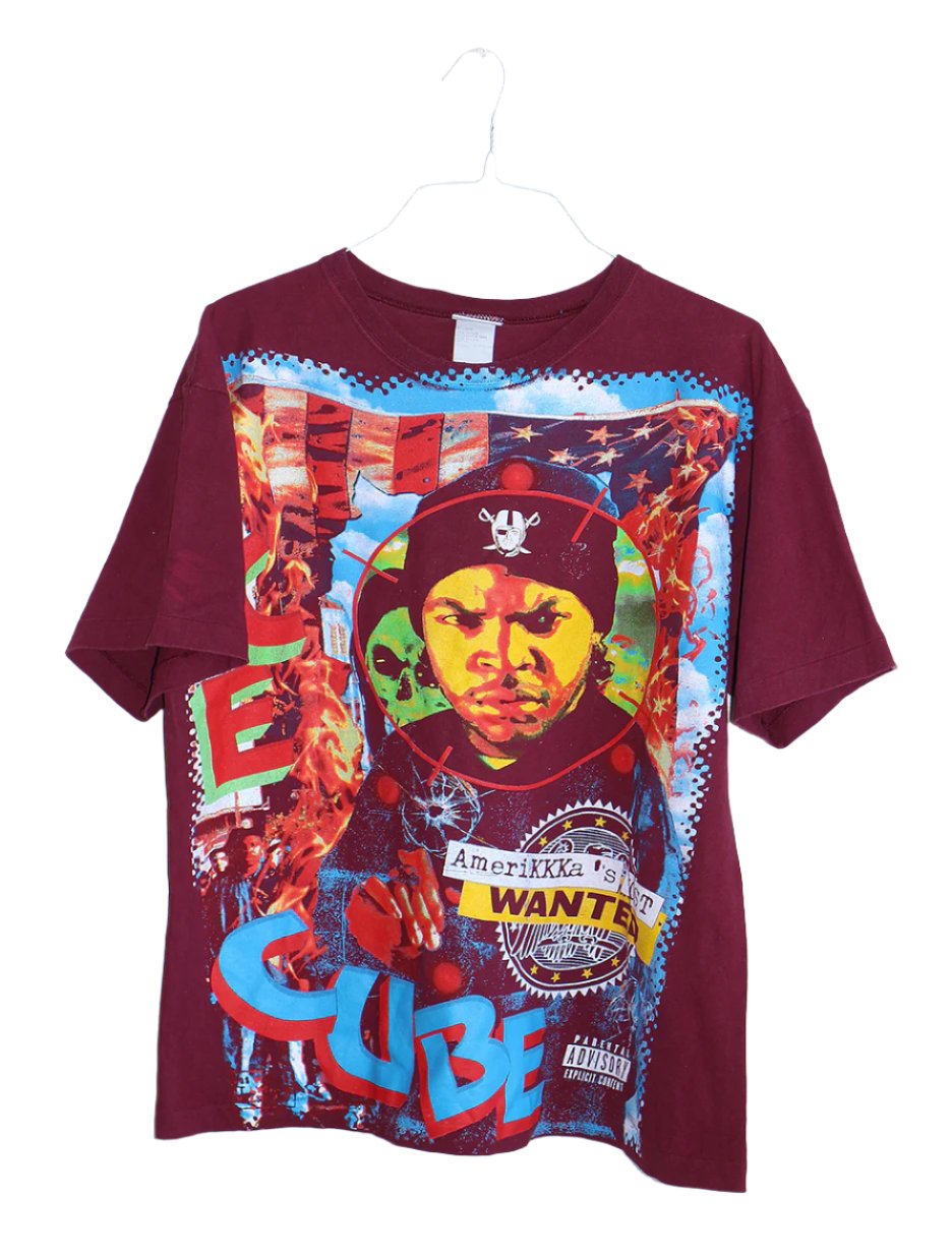 Ice Cube on Vintage Maroon T-shirt (L)