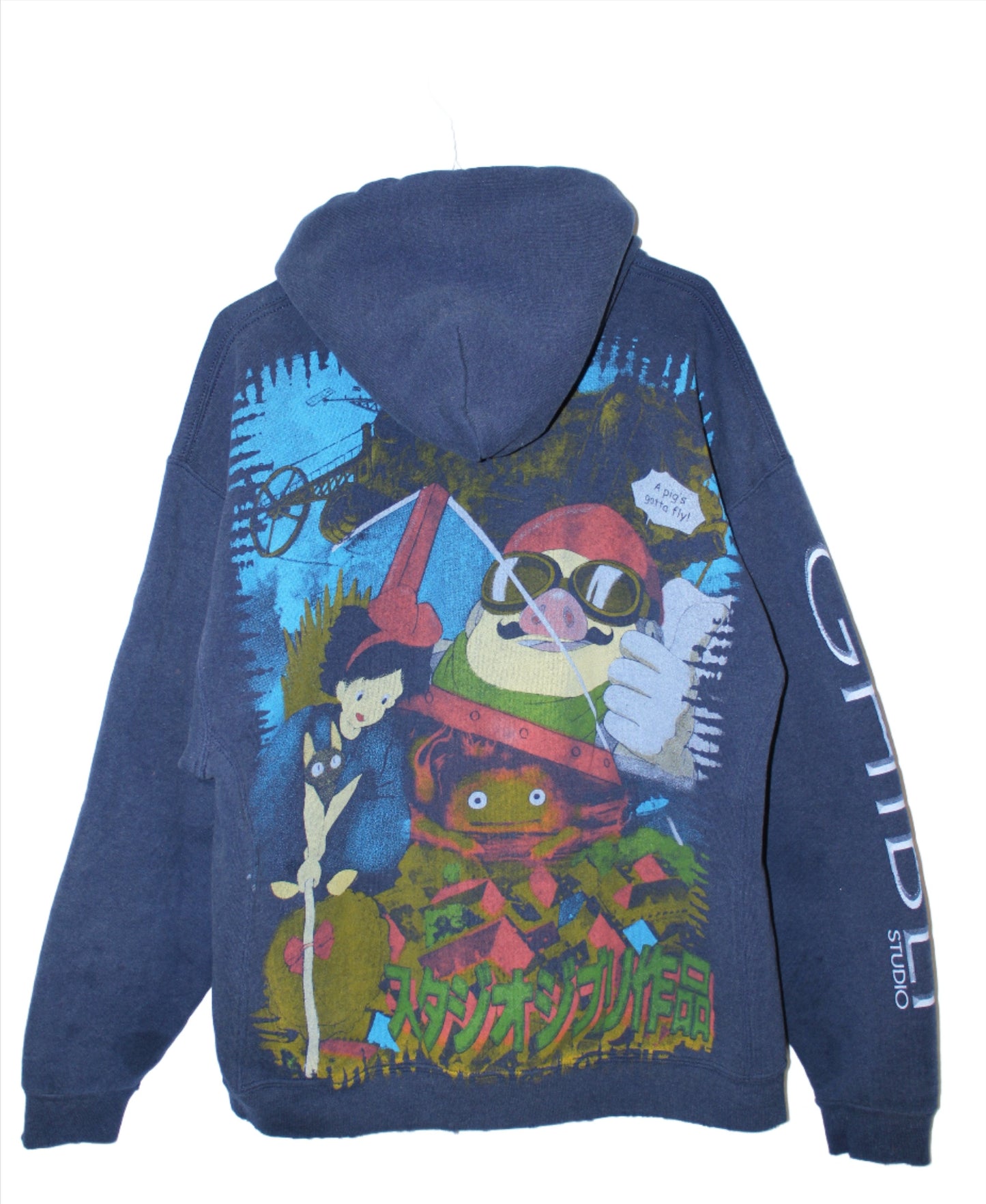 Studio Ghibli Russel Faded/Distressed Hoodie (XL)