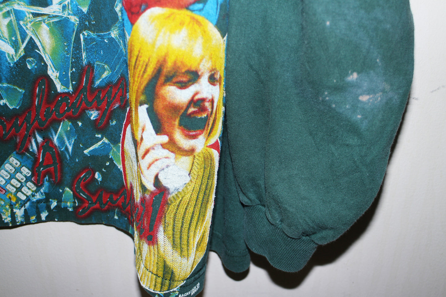 SCREAM/Ghostface on vintage green puritan long sleeve (L Boxy)