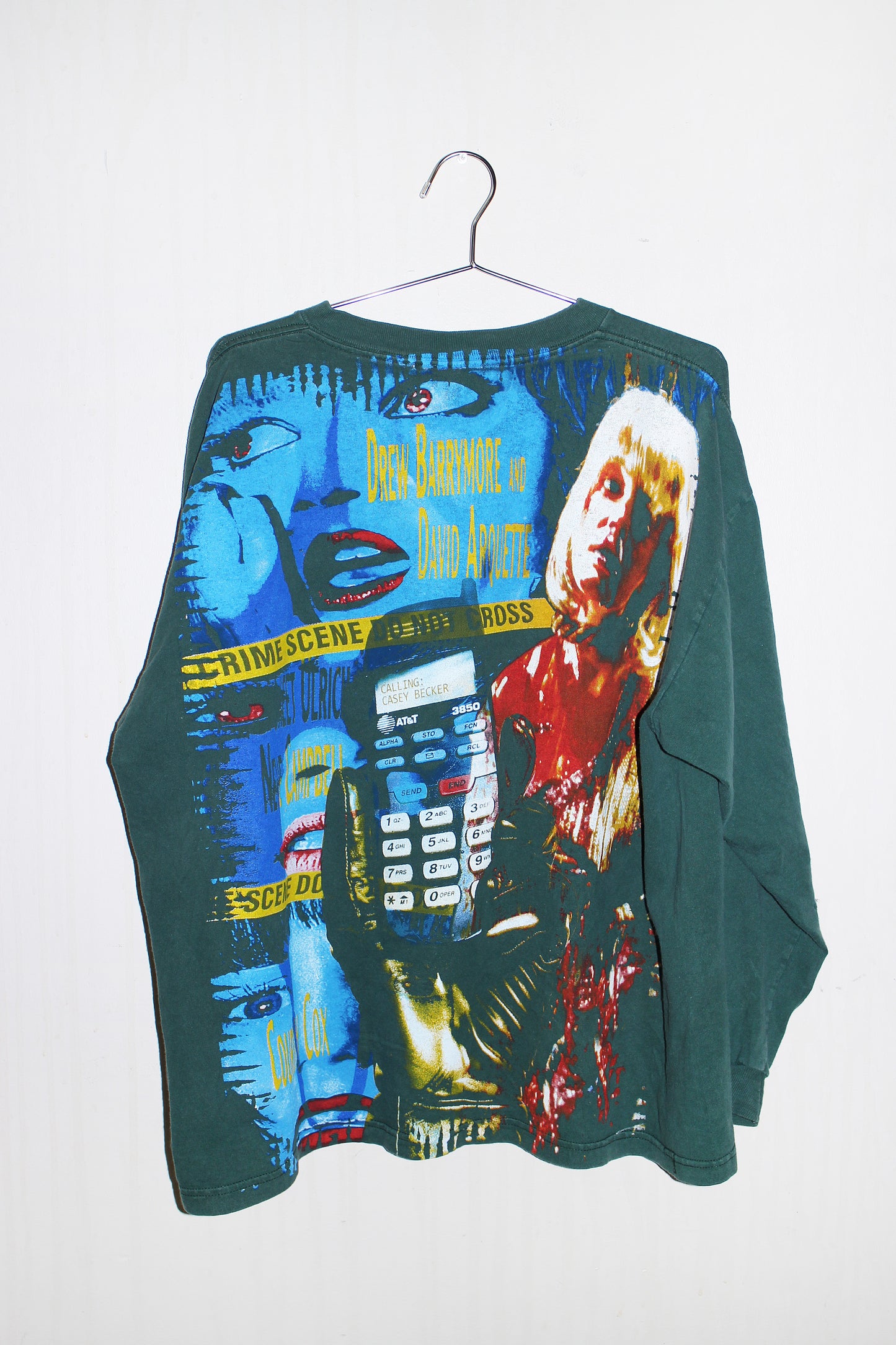 SCREAM/Ghostface on vintage green puritan long sleeve (L Boxy)