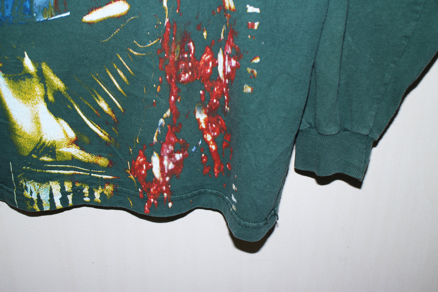 SCREAM/Ghostface on vintage green puritan long sleeve (L Boxy)