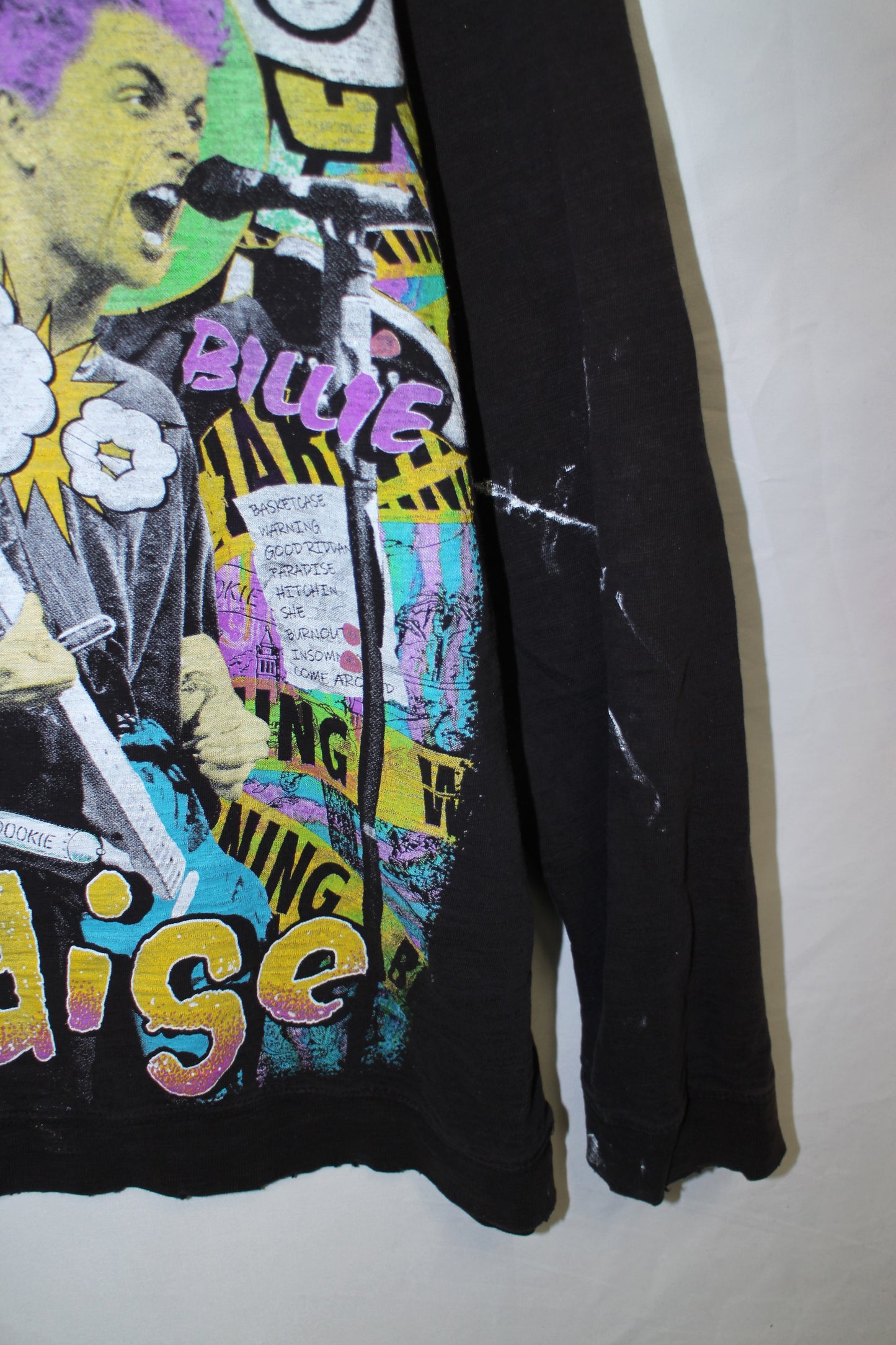 Green Day Distressed hooded L/S tee (L)