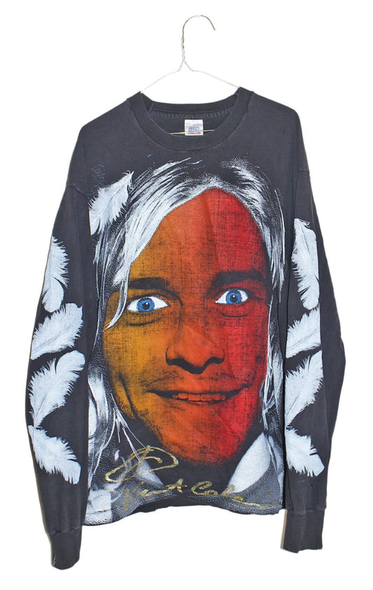 Kurt NIRVANA faded on vintage BVD L/S Shirt (XXL)