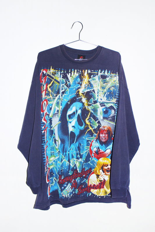 SCREAM/Ghostface on faded Zeep navy longsleeve tee (2X)