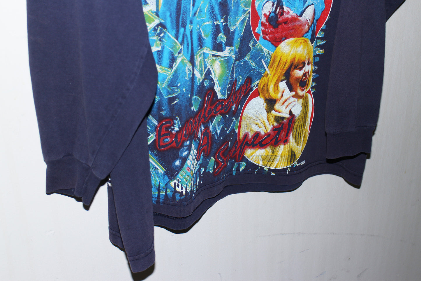 SCREAM/Ghostface on faded Zeep navy longsleeve tee (2X)