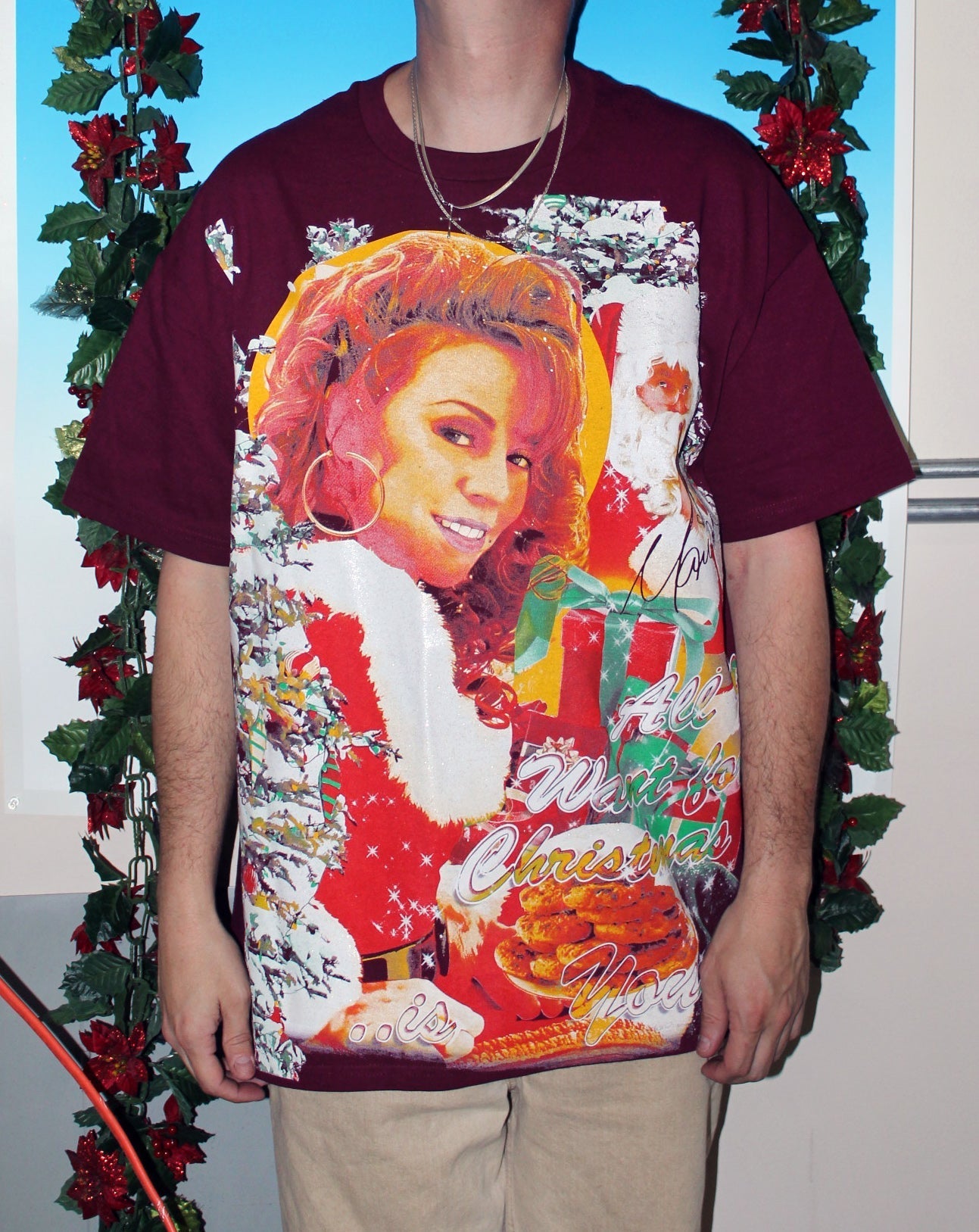 *WHITE* Mariah Carey 'All I Want For Christmas' Orig. fan art shirt